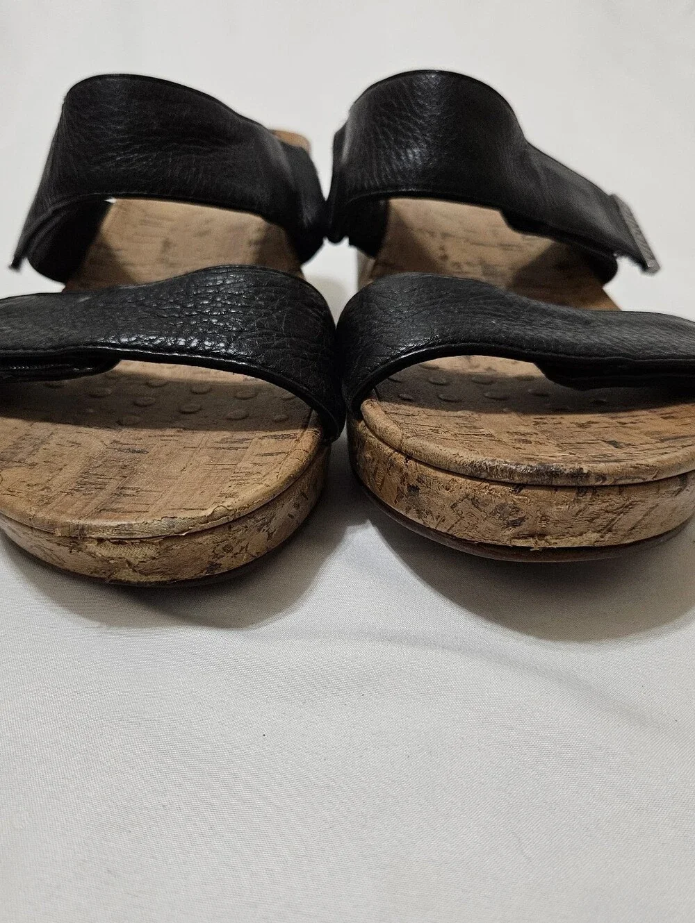 VIONIC Pepper Platform Wedge Sandals- Wide Strap/Black/Open Toe - Womens Sz 10